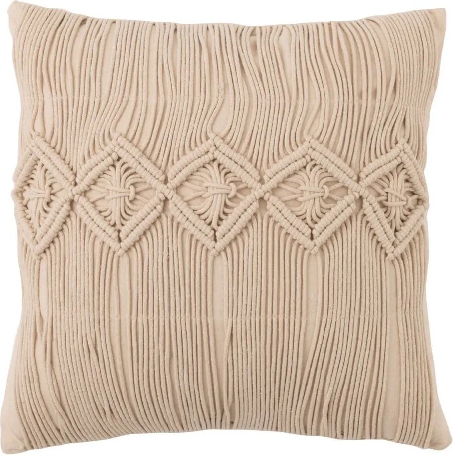 Béžový vankúš s drhaným vzorom Macramé Cosy - 45*12*45 cm