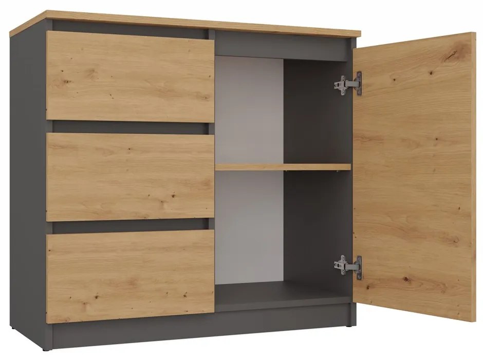 Komoda Musecalo 12 (dub artisan + artisan). Akcia -20%. Vlastná spoľahlivá doprava až k Vám domov. 1132867