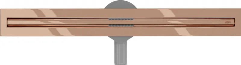 Mexen Flat nerezový sprchový žľab s rotačným 360° sifónom 60 cm, vzor SLIM, ružovo-zlatá, 1641060