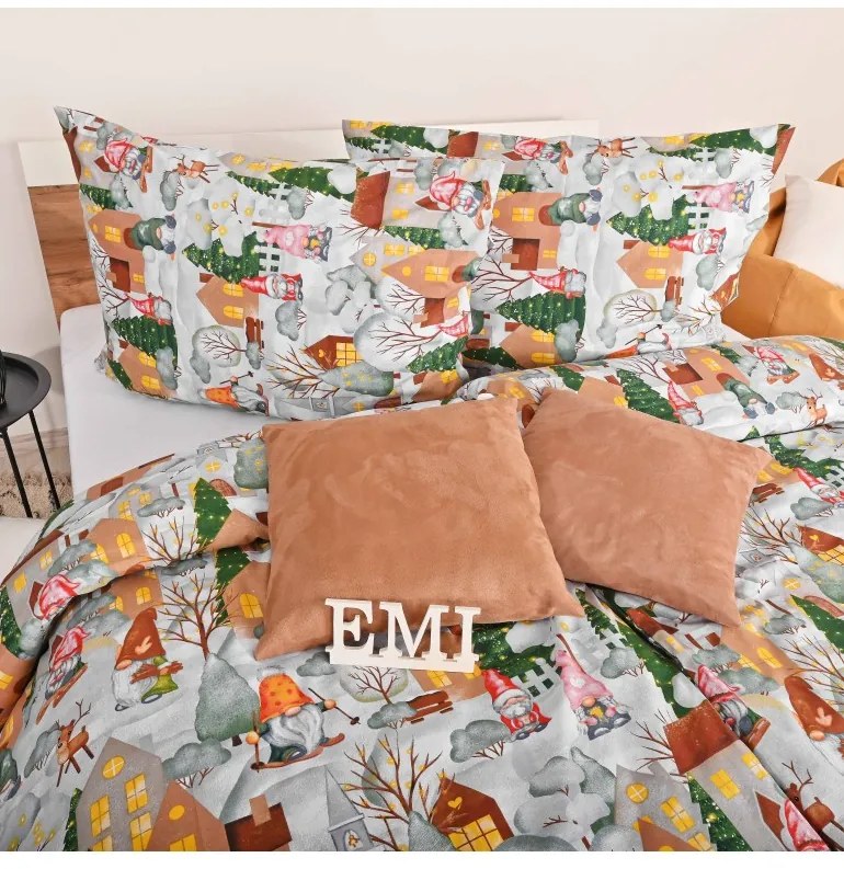 Vianočné bavlnené obliečky Carol EMI, Štandardný set jednolôžko obsahuje 1x 140x200 + 1x 70x90