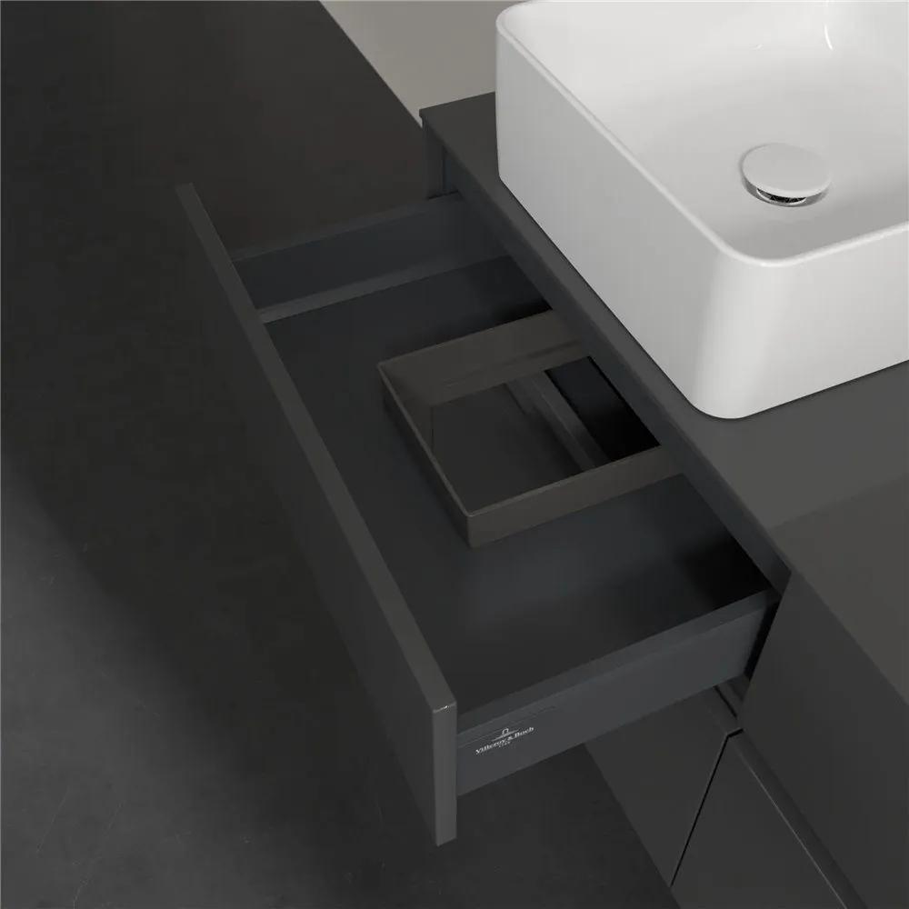 VILLEROY &amp; BOCH Collaro závesná skrinka pod umývadlo na dosku (umývadlo vľavo), 4 zásuvky, s LED osvetlením, 1200 x 500 x 548 mm, Glossy Grey, C042B0FP