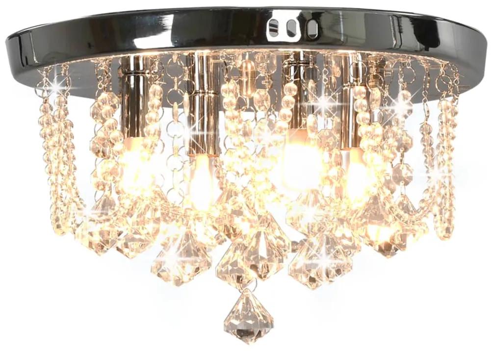 vidaXL Stropná lampa s kryštálovými korálkami strieborná okrúhla 4 x G9 žiarovky