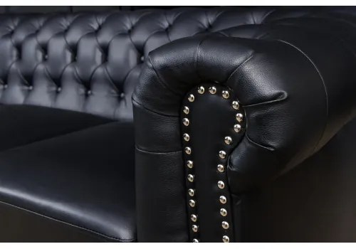 Sedacia súprava 41447 Chesterfield 3-sedenie Antique look Čierna  - Komfort-nábytok