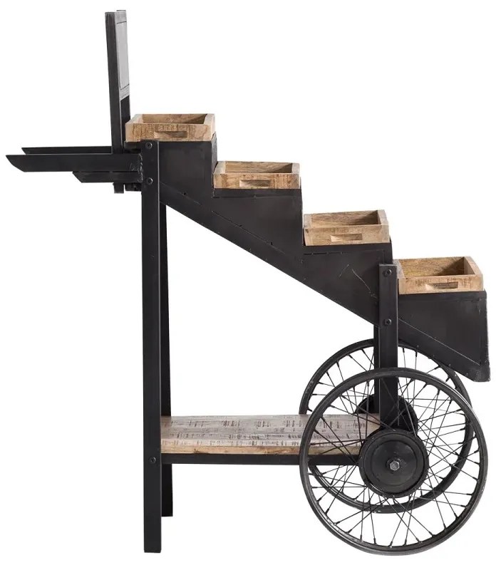 furniture-nabytek.cz - Masívny trhový vozík Leeds z kovu a manga, hnedý a čierny – 69×108×125 cm