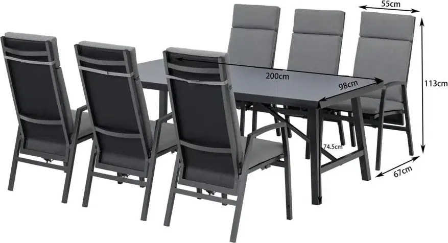 Jedálenská súprava ARCTIC antracit, 6+1