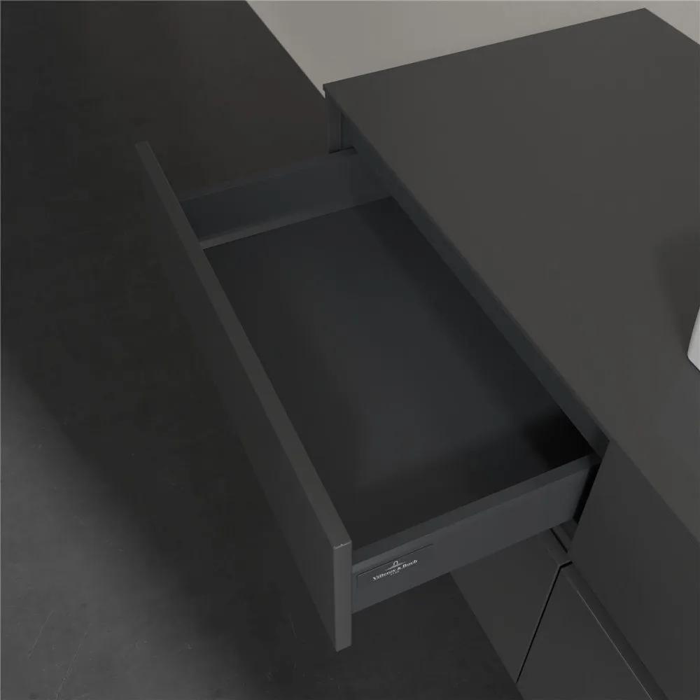 VILLEROY &amp; BOCH Collaro závesná skrinka pod umývadlo na dosku (umývadlo vpravo), 4 zásuvky, s LED osvetlením, 1200 x 500 x 548 mm, Glossy Grey, C072B0FP