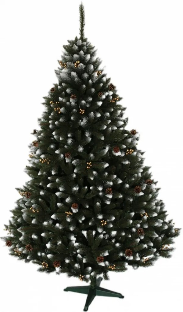 Vianočný stromček Smrek so šiškou a zlatou jarabinou 220 cm