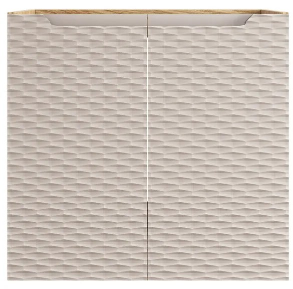 Závěsná skříňka Ocean se zápustným umyvadlem 90 cm béžová/dub olejovaný