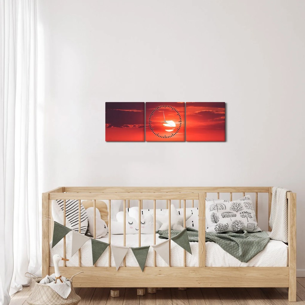 Obraz farebného slnka (s hodinami) (90x30 cm)