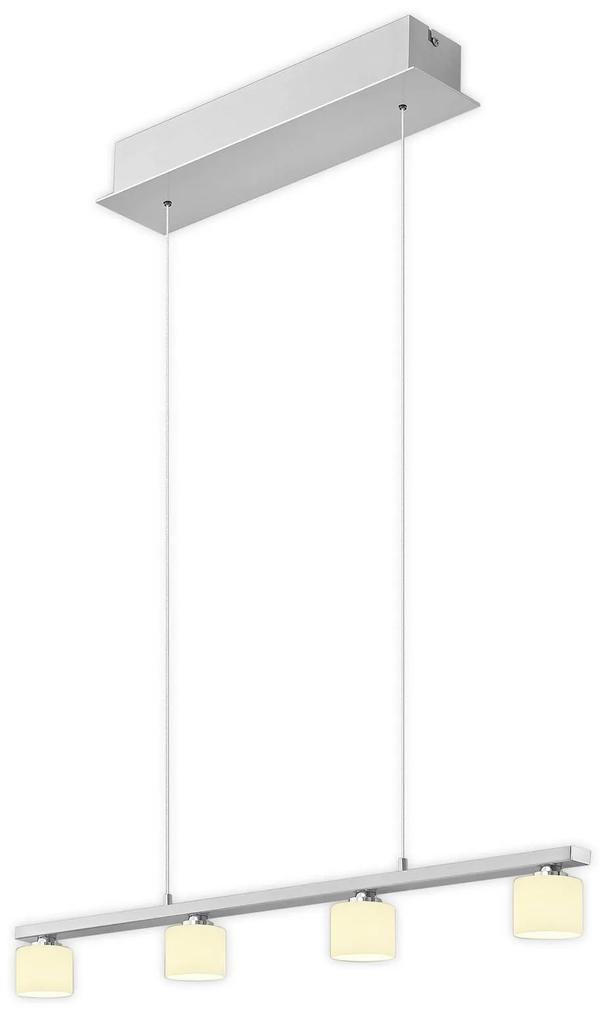 Závesné svietidlo Mila z niklu, 4-plameňové, 77 cm