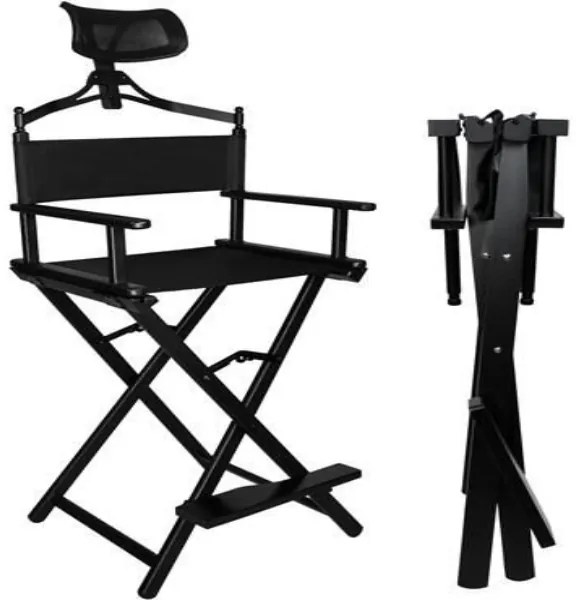 Duralová skladacia kozmetická stolička s opierkou hlavy čierna 9957