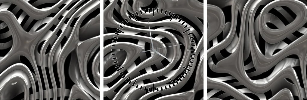 Obraz - Metalická abystrakcia (s hodinami) (90x30 cm)
