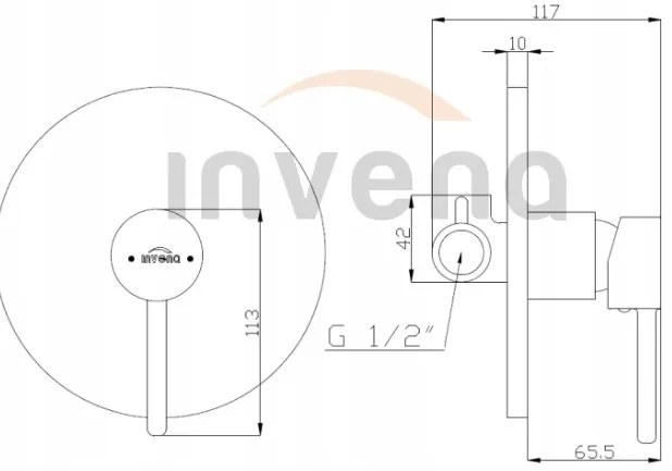 Invena Dafni, podomietková batéria 1-výstupová, čierna matná, BP-88-4O1-A