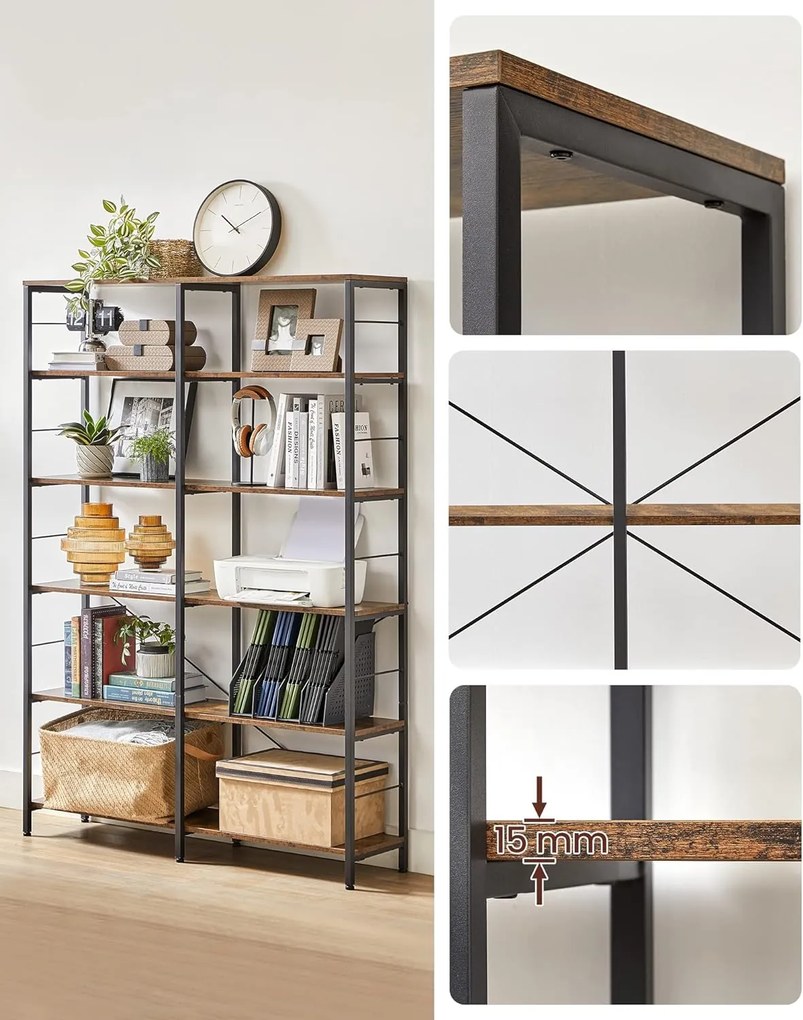 Knižnica Vasagle ORBIT hnedá/čierna