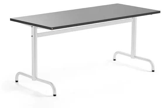 Stôl PLURAL, 1600x700x720 mm, linoleum - tmavošedá, biela