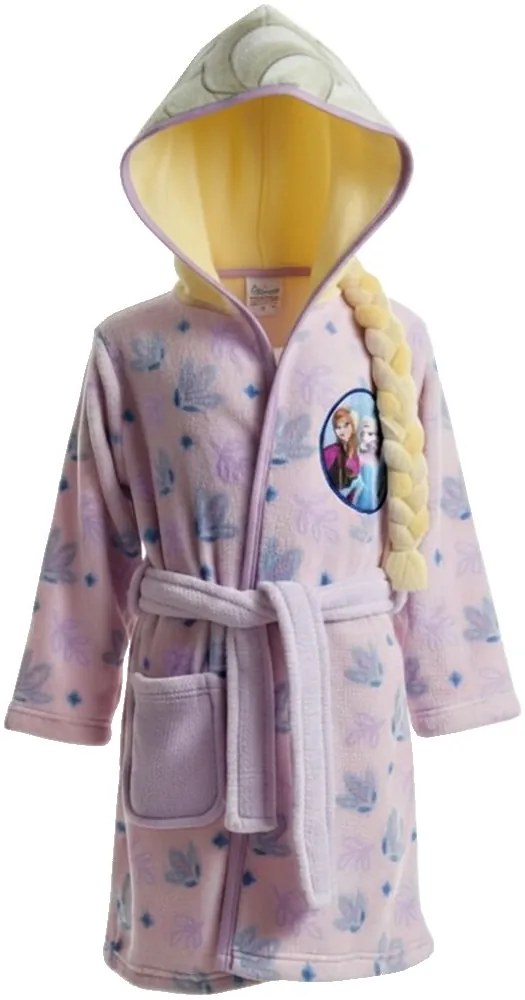 Dievčenský flísový župan s kapucňou Ľadové kráľovstvo – Elsa s vrkočom, 134 / 140