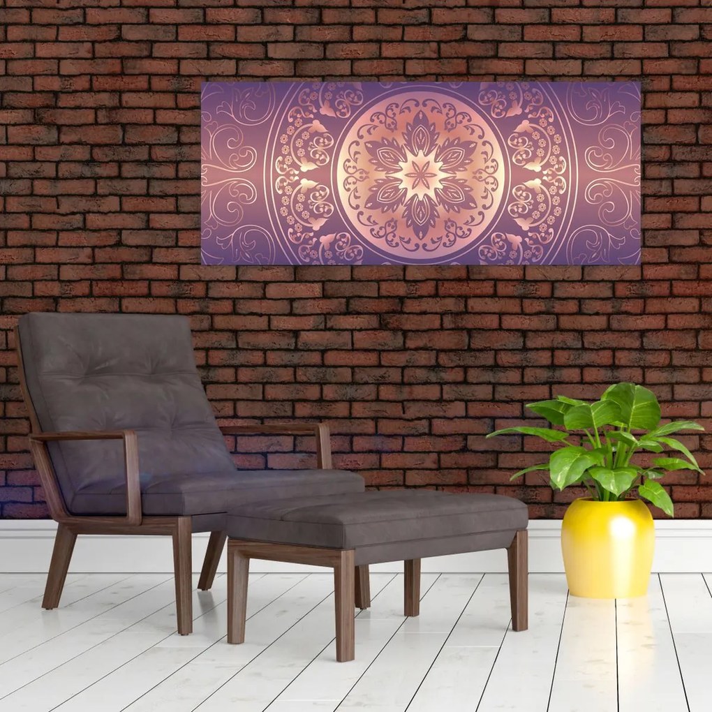 Obraz - Mandala na fialovom gradiente (120x50 cm)