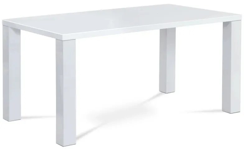 Stůl jídelní, 160x90x76 cm, MDF, vysoký lesk bílý