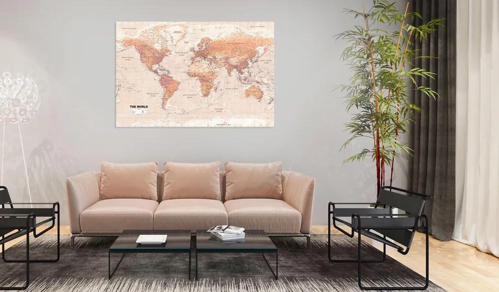 Obraz mapa sveta- oranžový svet - World Map: Orange World