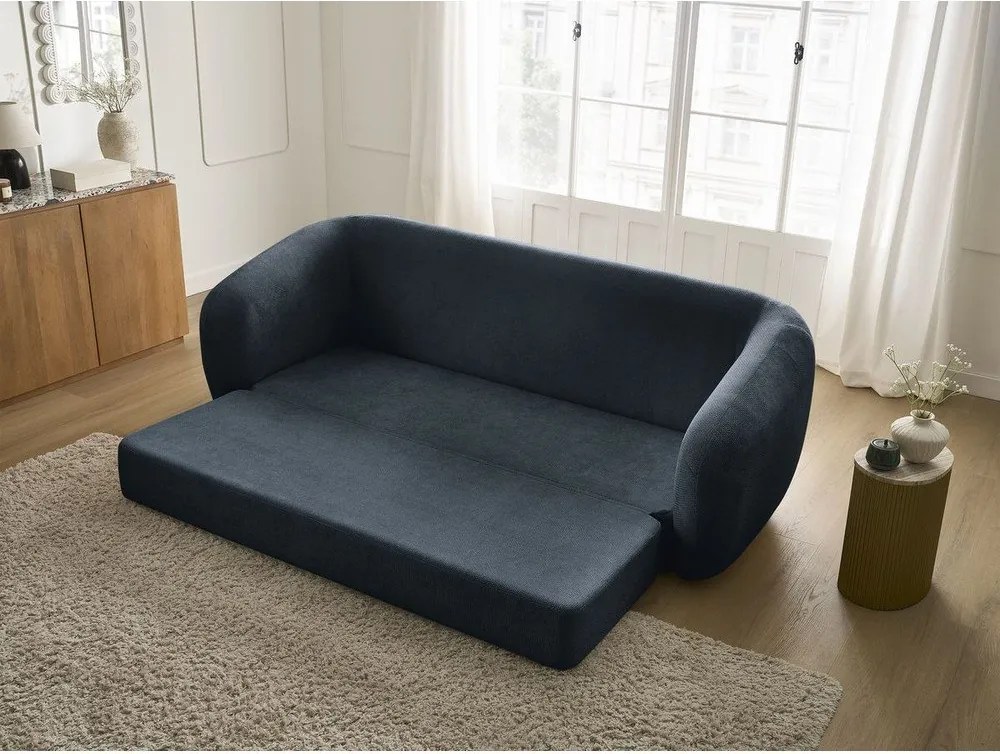 Tmavomodrá ženilková rozkladacia pohovka 228 cm Neyo – Bobochic Paris