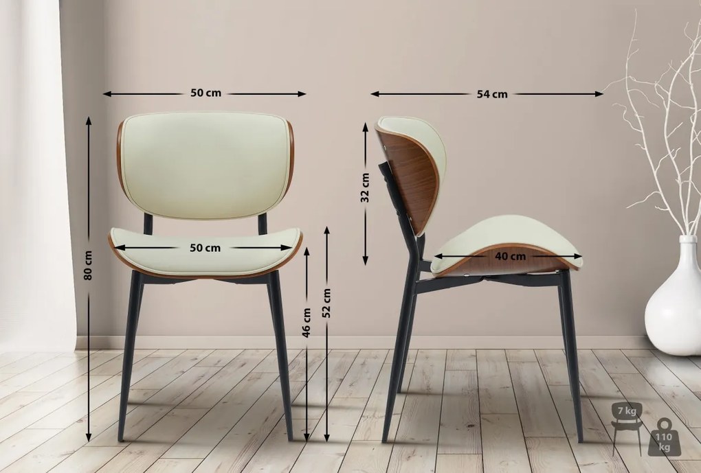 Stolička Enid - koženka - Orech / Krémová