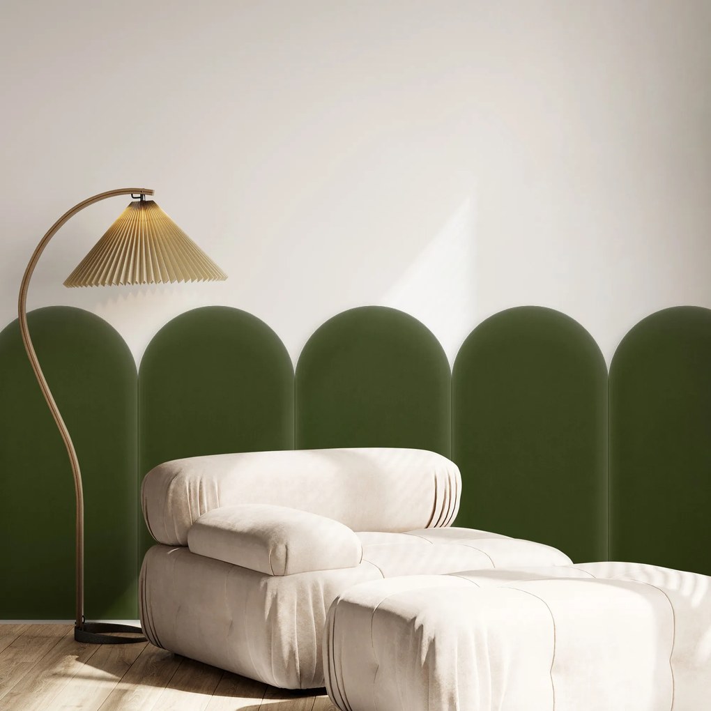 Zamatový čalúnený panel - Oblúk - 30x80cm Farba: Khakizelená