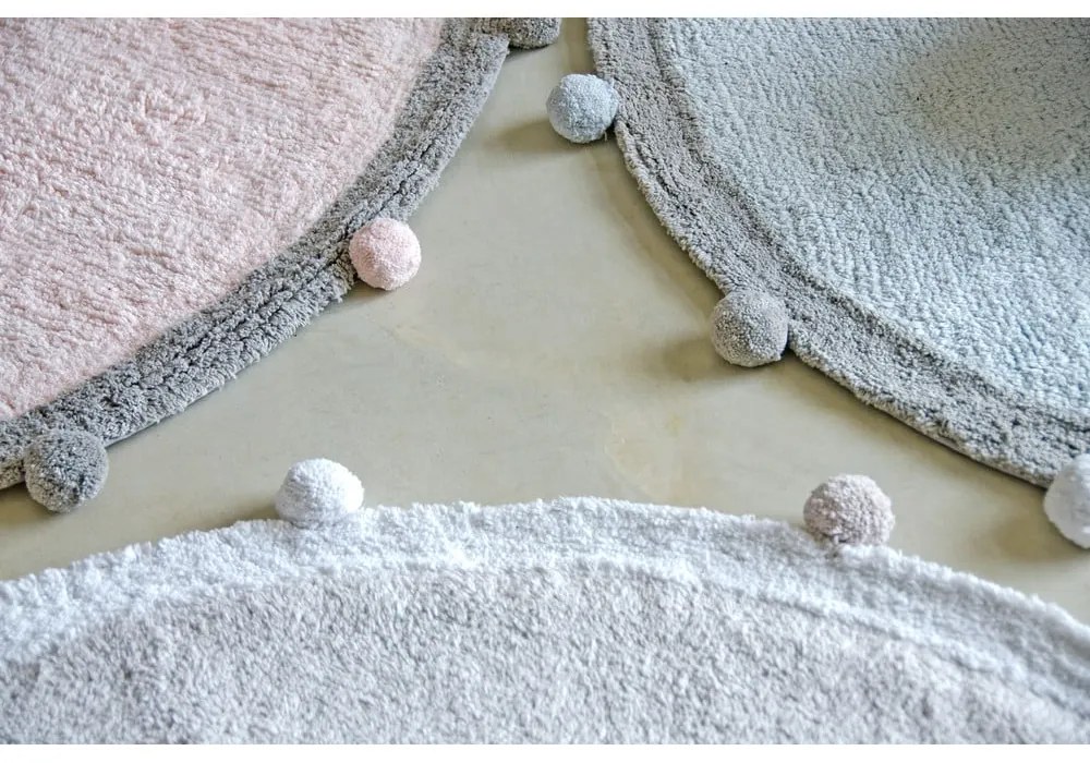 Svetlosivý prateľný ručne tkaný bavlnený detský koberec ø120 cm Bubbly – Lorena Canals