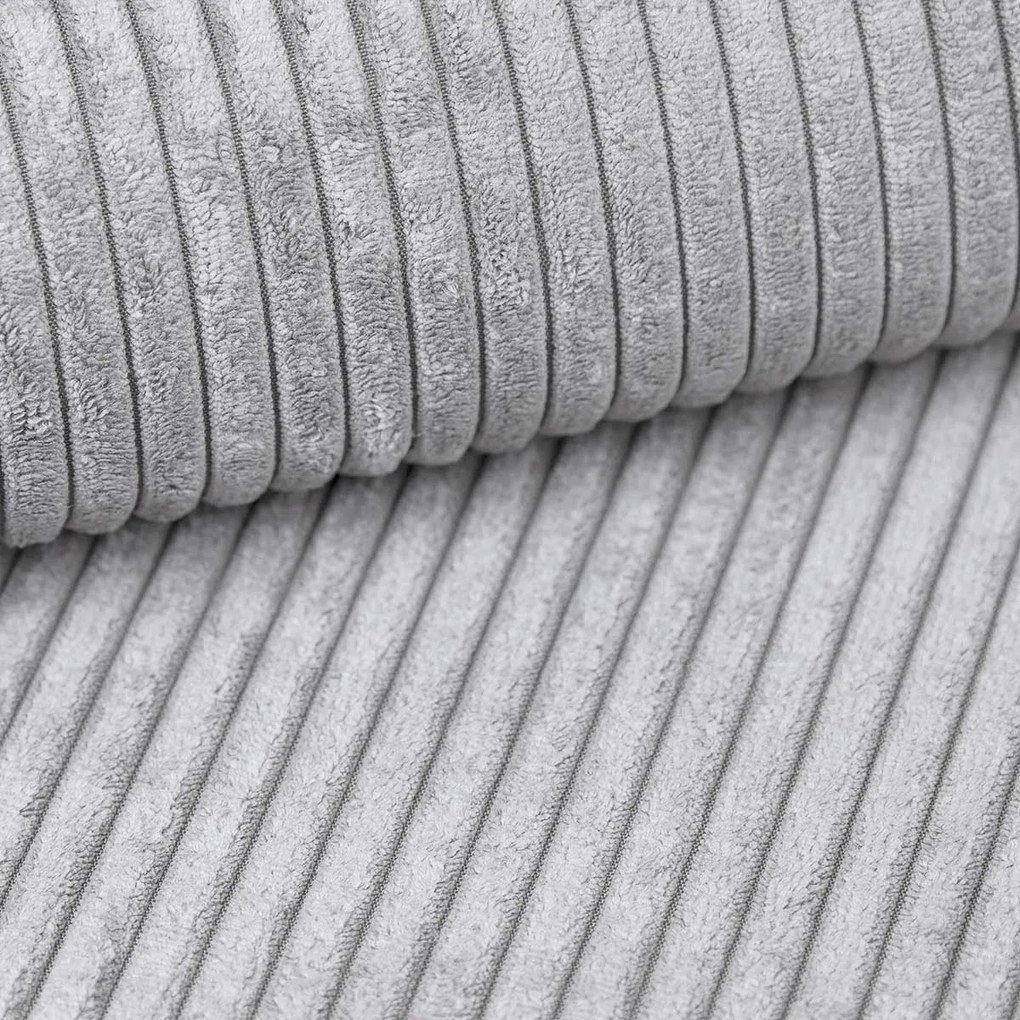 Svetlosivá rozkladacia rohová pohovka SORELA CORD, obojstranná + 2 vankúšiky zdarma