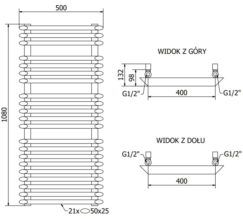 Mexen Akan vykurovacie teleso 1080 x 500 mm, 784 W, čierna, W121-1080-500-00-70