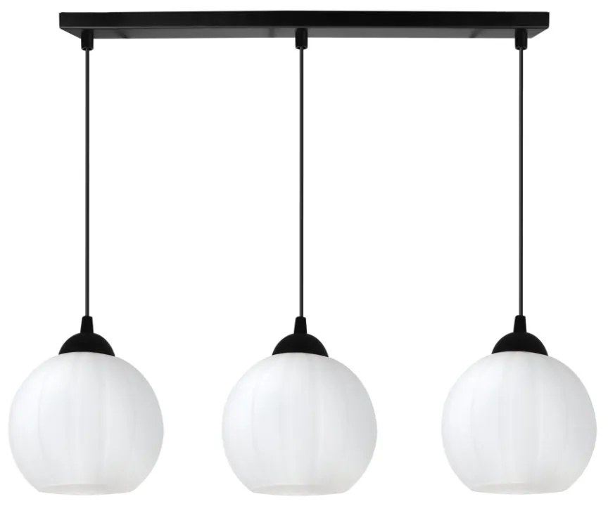 Závesné svietidlo Costa, 3x biele sklenené tienidlo, b