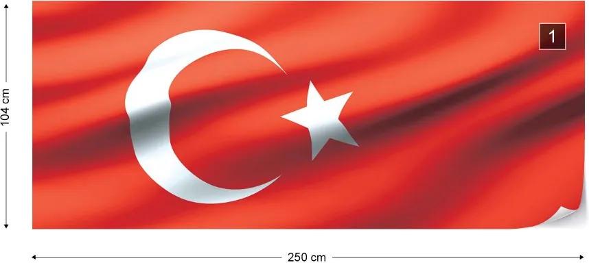 Fototapeta GLIX - 3D Flag Turkey + lepidlo ZADARMO Vliesová tapeta  - 250x104 cm