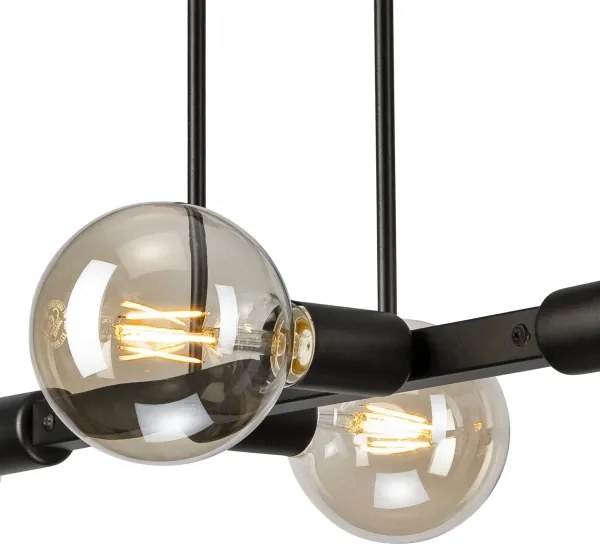 Luster na tyči ASTRID 4xE27/60W/230V čierna