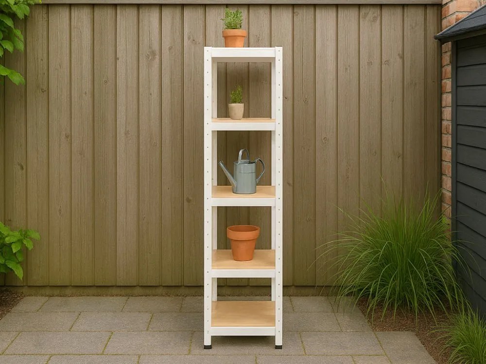 Akcia 20x Regál 180x40x40 cm lakovaný 5-policový, nosnosť 875 kg - biely