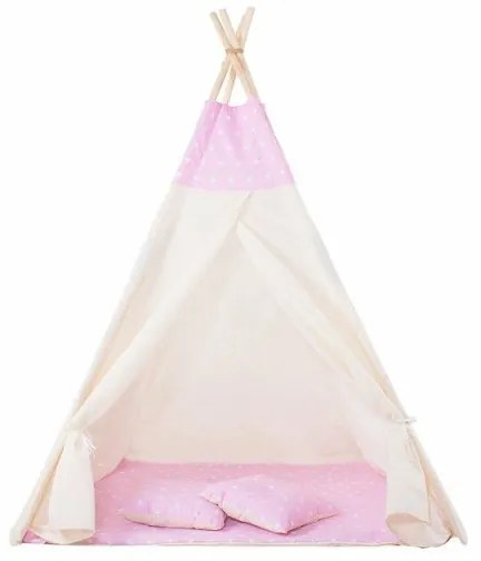 SPRINGOS Teepee stan pre deti SPRINGOS Ružový s hviezdami