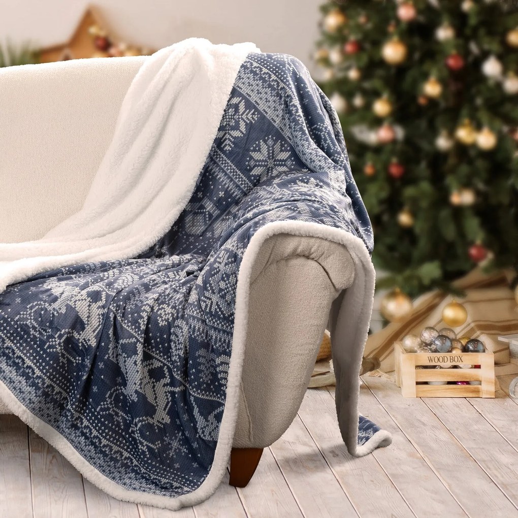 EUROFIRANY CHLPATÁ VIANOČNÁ DEKA NORDIC2 150X200 CM VZOROVANÁ