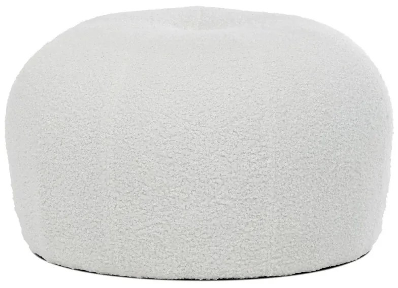 Taburet, bílá Bouclé látka.