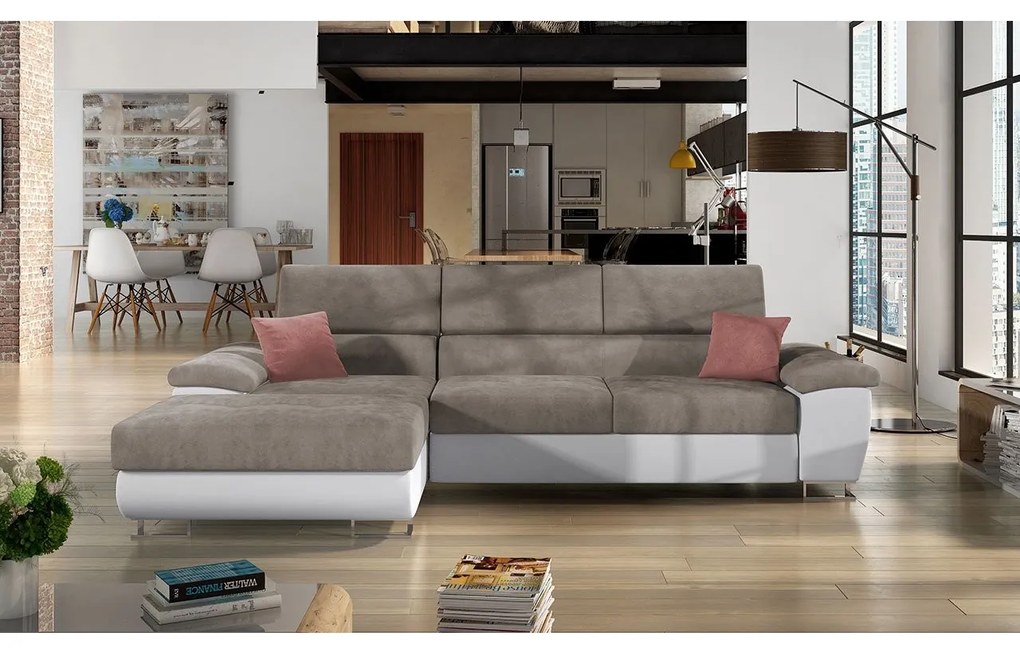 Rohová sedacia súprava Alvin Mini, Dostupné poťahy: ekokoža Soft 017 + Bristol 2460 + ekokoža Soft 017, Strana: pravá