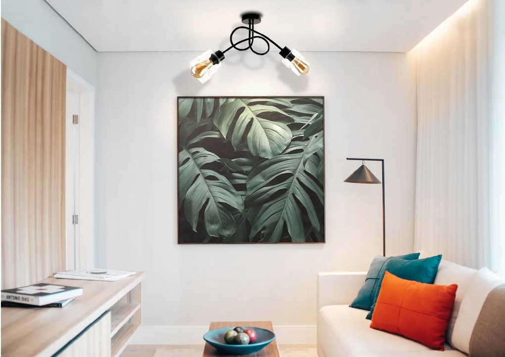 BERGE LED luster stropné svietidlo 2xE27, skladací sklenený štvorec, transparentný