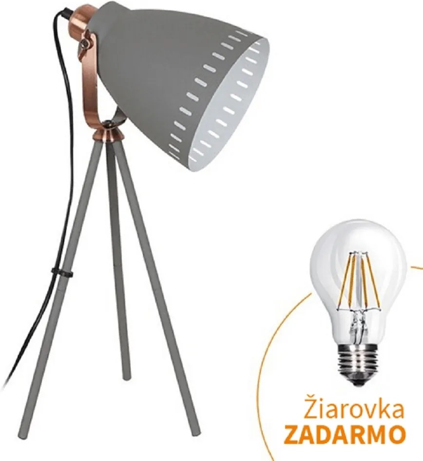 Stolná lampa, sivá, TORINO WA002-G