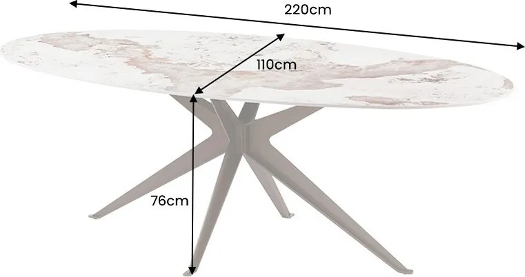 Oválny keramický jedálenský stôl Tavianna 220 cm bronzový