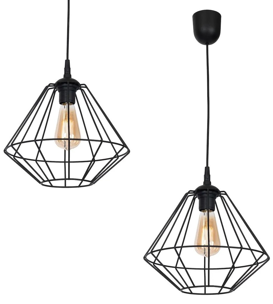 Závesné svietidlo Colin, 1x čierne drôtené tienidlo, b