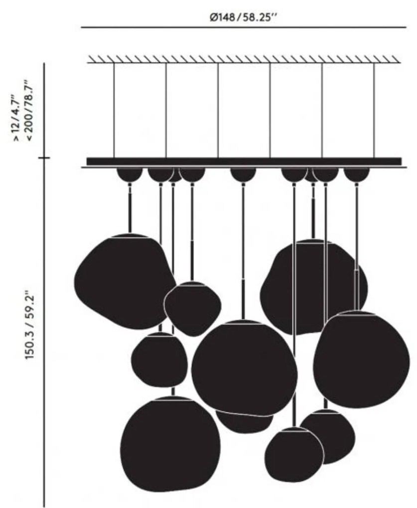 Tom Dixon Melt Mega závesné svietidlo 11-pl. zlatá