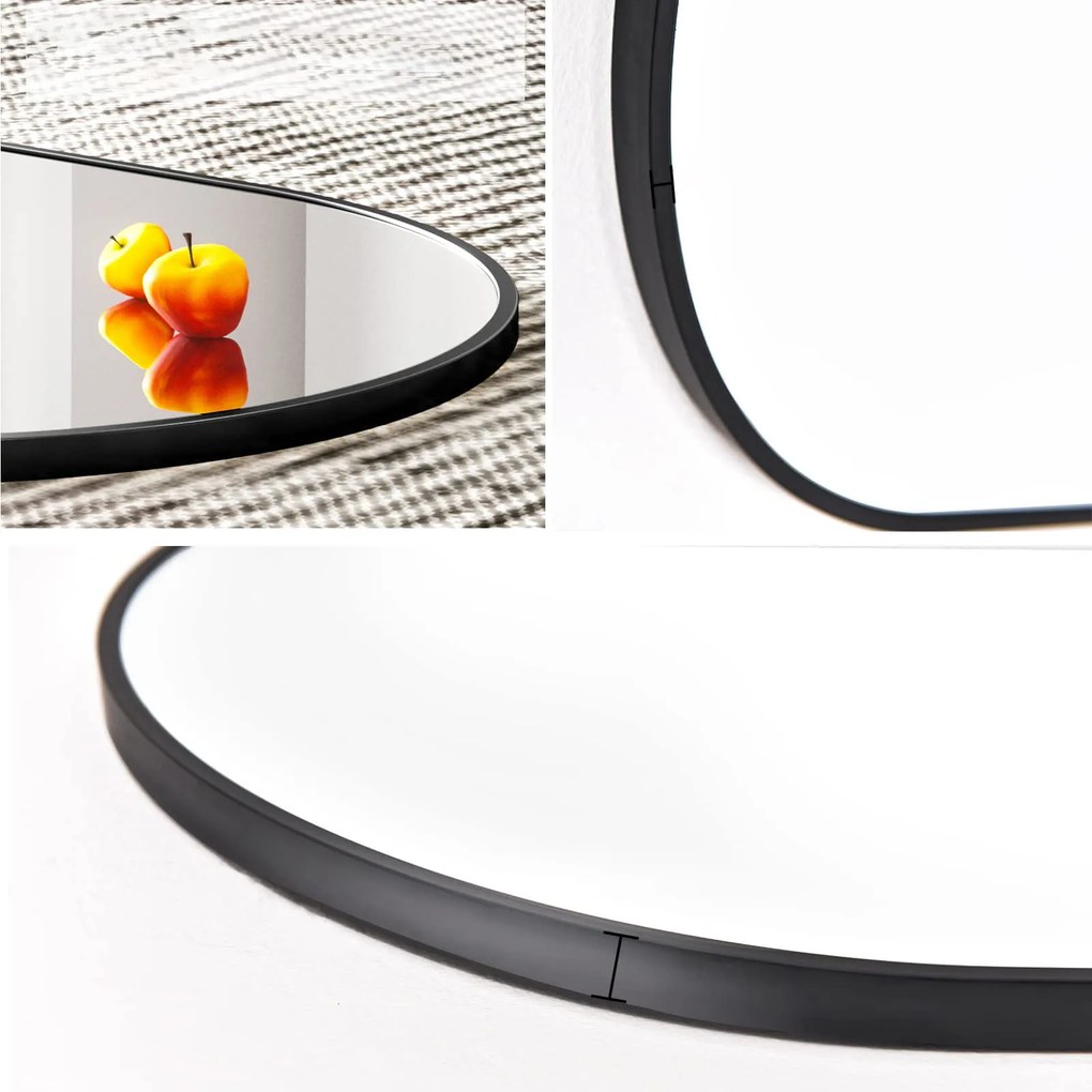 Oválne zrkadlo na stenu OLVANI 80x40 cm s čiernym rámom