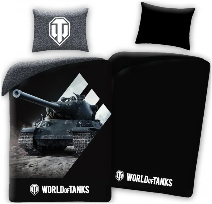 Bavlnené posteľné obliečky World of Tanks - so svietiacim efektom - 100% bavlna - 70 x 90 cm + 140 x 200 cm