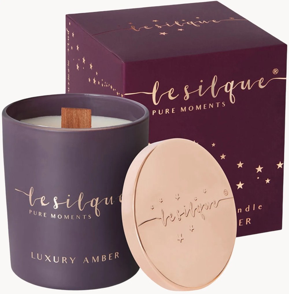 Ručne vyrobená vonná sójová sviečka's dreveným knôtom Luxury Amber, 300 g