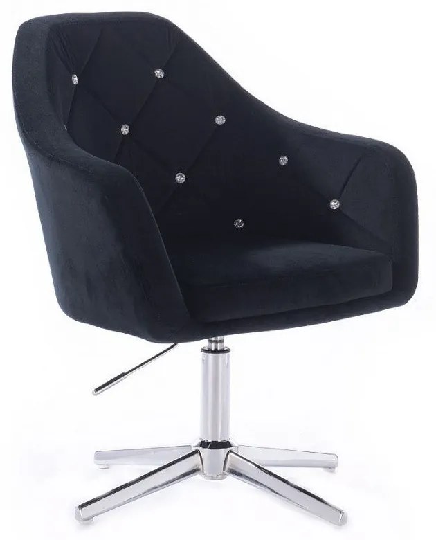 LuxuryForm DESIGN Kreslo ROMA VELUR na striebornom kríži - čierne