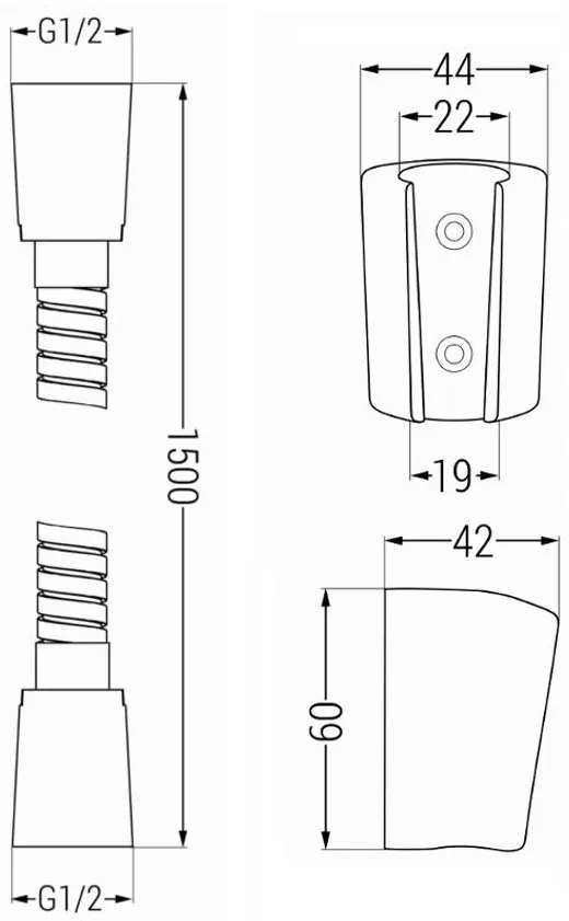 Mexen príslušenstvo - 1-bodový ručný sprchový set R-75, čierna, 785756052-70