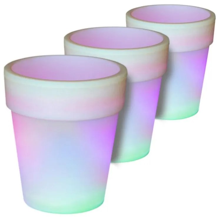 Nexos 55822 Solárne osvetlenie - kvetináč so zmenou farieb - 3 kusy