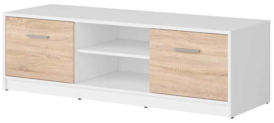 TV skrinka BRW Nepo Plus 28 (biela + dub sonoma) . Akcia -33%. Vlastná spoľahlivá doprava až k Vám domov. 1098385