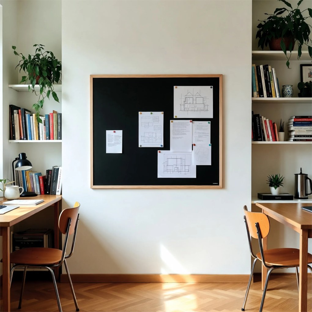 Toptabule.sk  Čierna magnetická tabuľa NATURE LINE v prírodnom drevenom ráme 90x60 cm